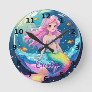 Reloj de pared de sirena editable - Vibes mágicas 