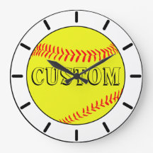 Reloj de pared de softbol blanco personalizado