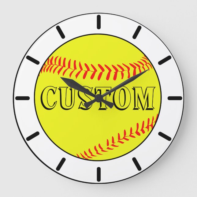 Reloj de pared de softbol blanco personalizado (Anverso)