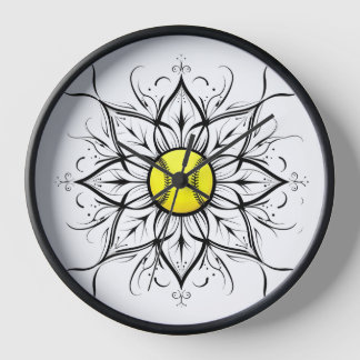 Reloj de pared de softbol de Mandala