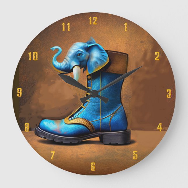 Reloj de pared de Steampunk Elephant Boot (Anverso)