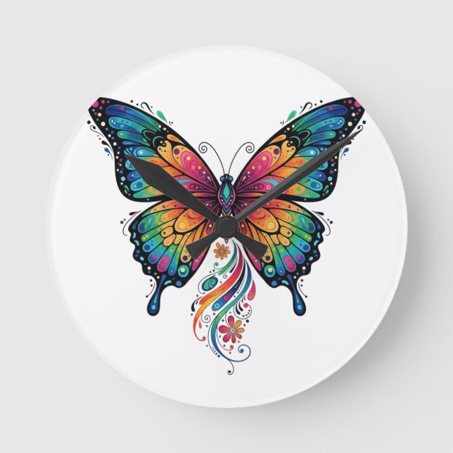 Reloj de pared de sueños de mariposa - naturaleza  (Anverso)