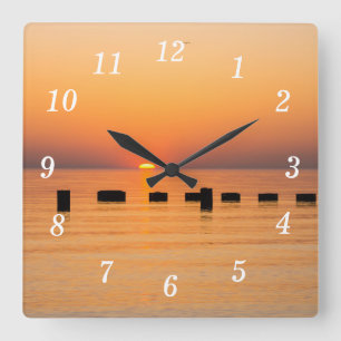 Reloj de pared de Sunrise Lake naranja