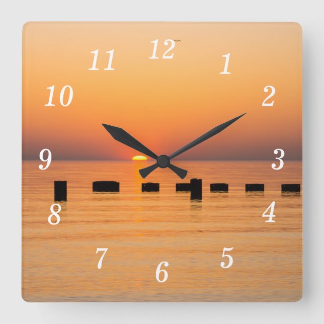 Reloj de pared de Sunrise Lake naranja (Anverso)