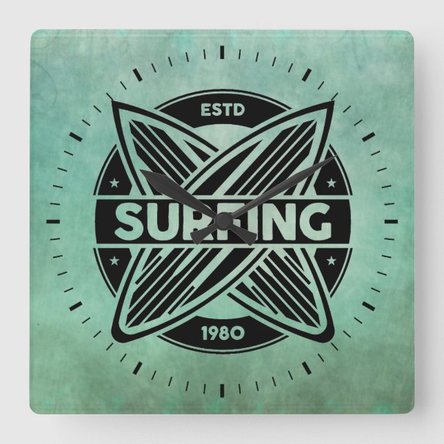 Reloj de pared de tablas de surf retro (Anverso)