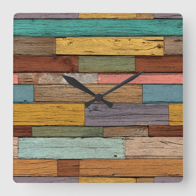 Reloj de pared de tablones de madera (Anverso)