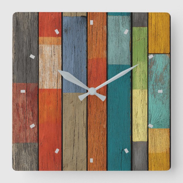 Reloj de pared de tablones de madera (Anverso)