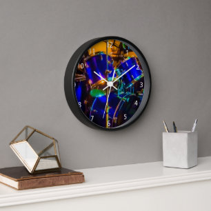 Reloj de pared de tambores azul eléctrico