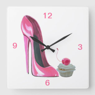 Reloj de pared de tarta de cerezo y zapato de Stil