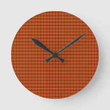 Reloj de pared de Tartán naranja