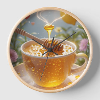 Reloj de pared de taza de té de miel