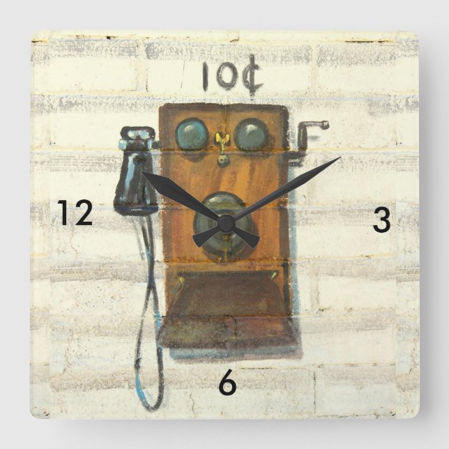 Reloj de pared de teléfono de pago antiguo numerad (Anverso)