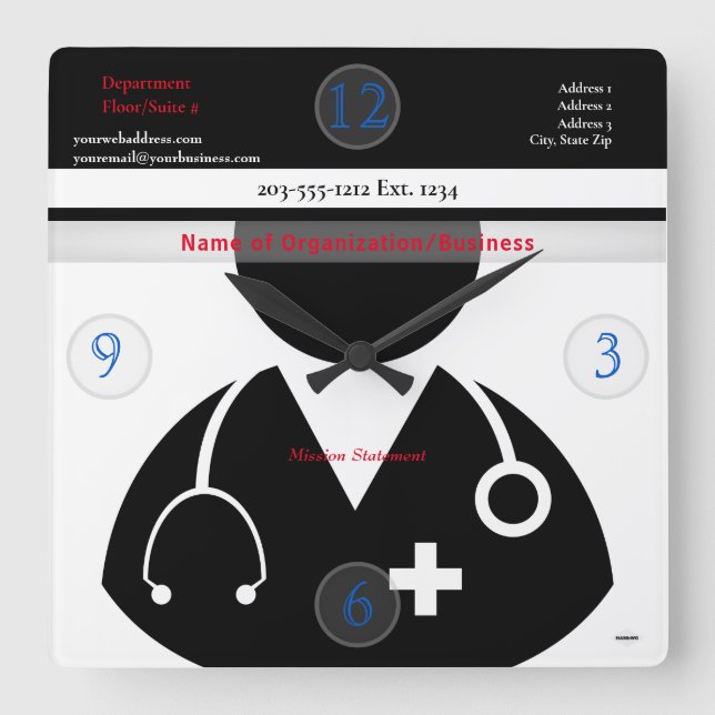 Reloj de pared de tema médico HAMbyWG (Anverso)