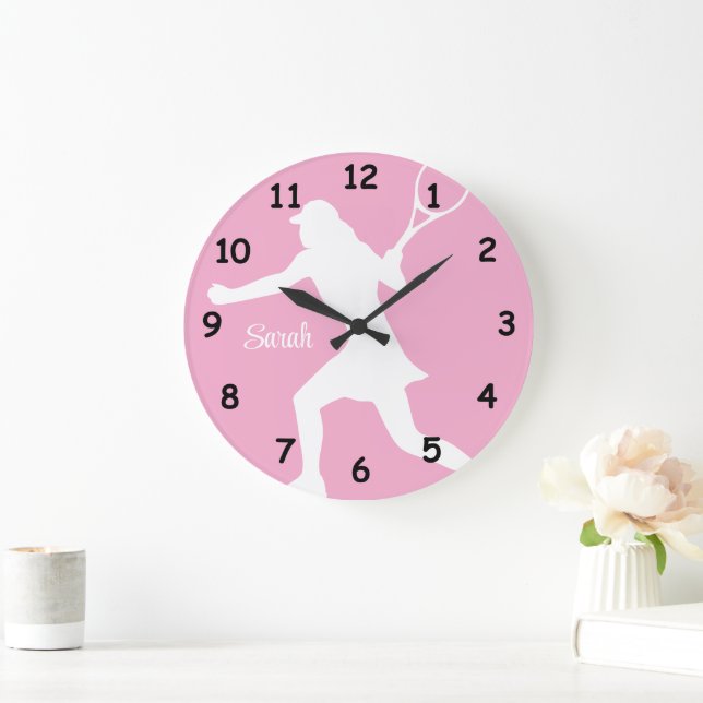 Reloj de pared de tenis con silueta de jugadora (Hogar)
