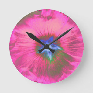 Reloj de pared de terciopelo rosa de la flor Holly