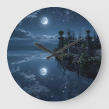 Reloj de pared de terraza flotante bajo la luz de 