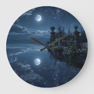 Reloj de pared de terraza flotante bajo la luz de