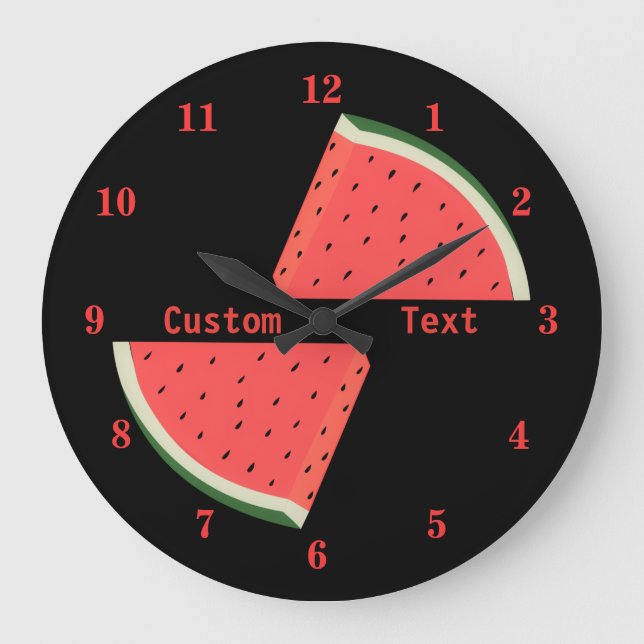 Reloj de pared de texto personalizado con sandía (Anverso)