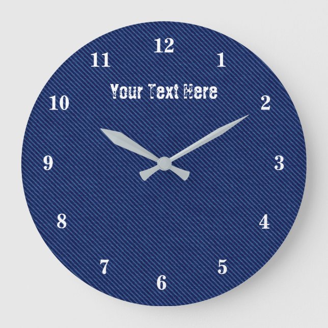 Reloj de pared de texto personalizado - Jeans azul (Anverso)