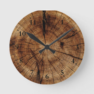 Reloj de pared de textura de madera natural