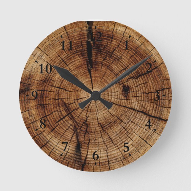Reloj de pared de textura de madera natural (Anverso)