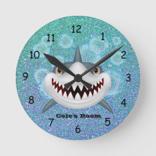 Reloj de pared de tiburón para niños