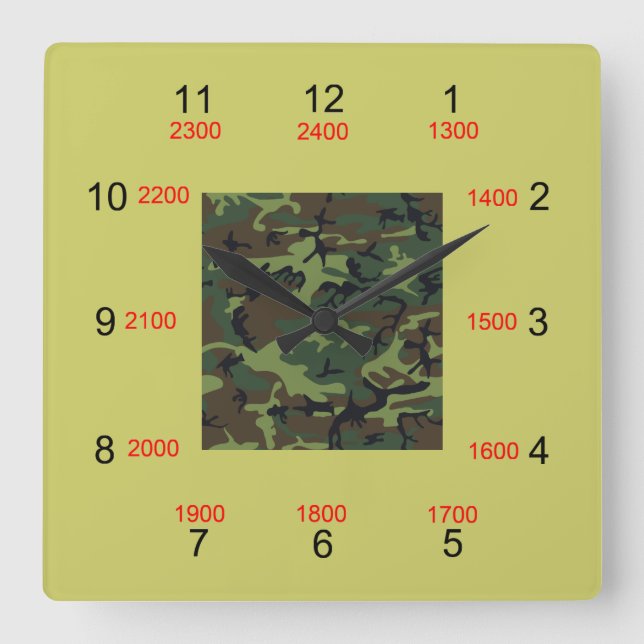 Reloj de pared de tiempo militar de Camo Center (Anverso)