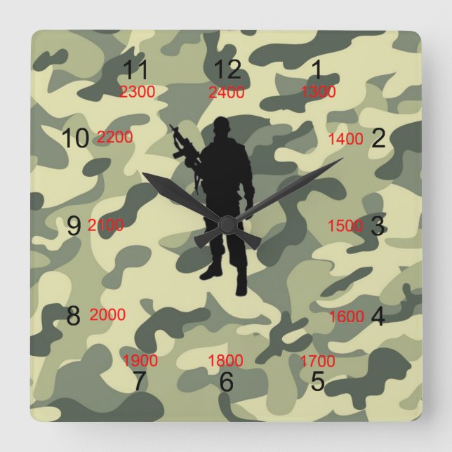 Reloj de pared de tiempo militar de Soldier Camo (Anverso)