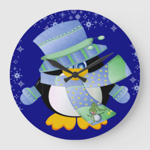 Reloj de pared de tiempo pingüino