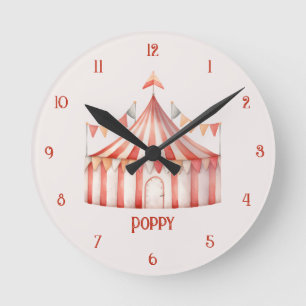 Reloj de pared de tienda de circo rosa divertido p