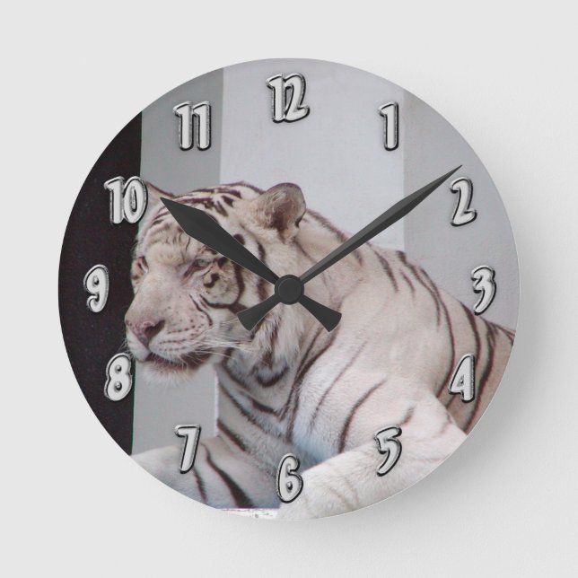 Reloj de pared de tigre blanco siberiano (Anverso)