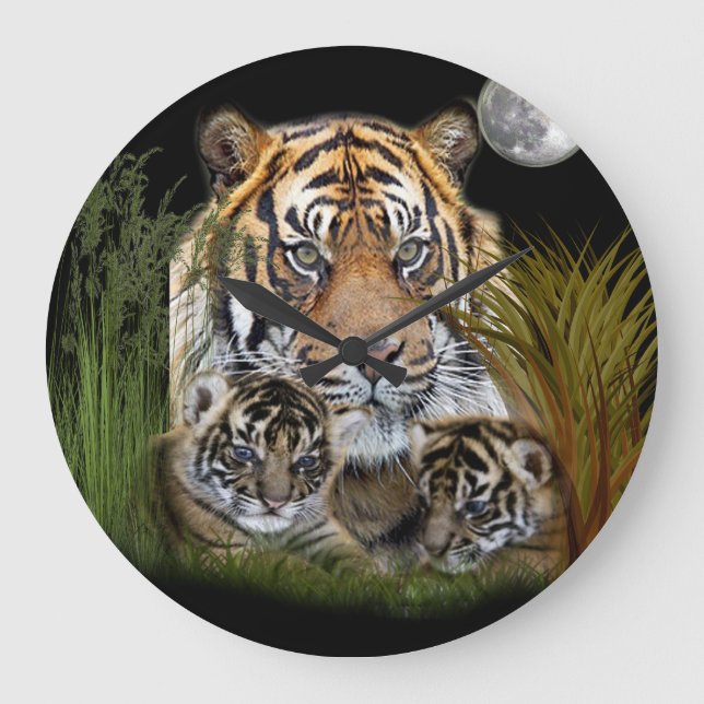 Reloj de pared de tigres y cubos (Anverso)