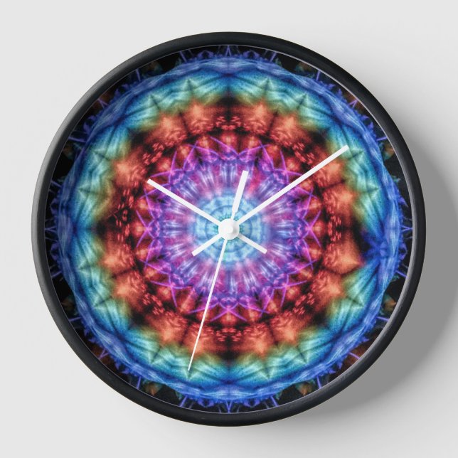 Reloj de pared de tinte psicodélico de Mandala (Anverso)