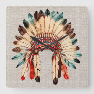 Reloj de pared de tocado de nativo americano