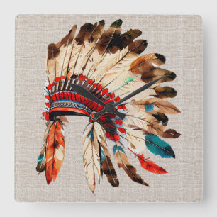 Reloj de pared de tocado de nativo americano