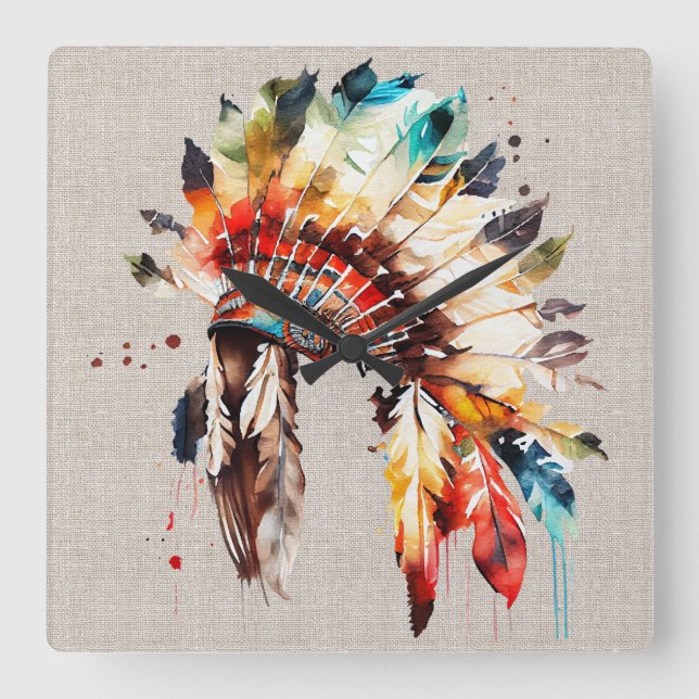 Reloj de pared de tocado de nativo americano (Anverso)