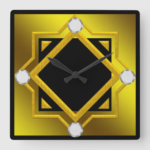 Reloj de pared de tono amarillo negro