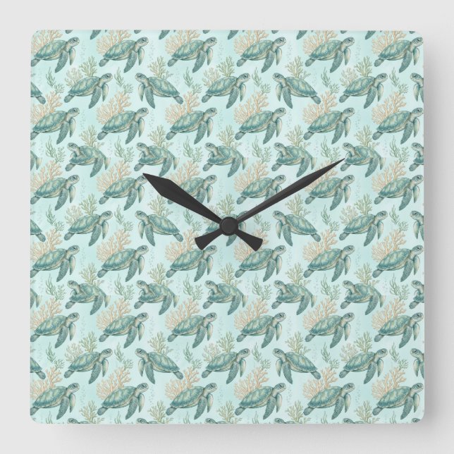 Reloj de pared de tortuga marina (Anverso)