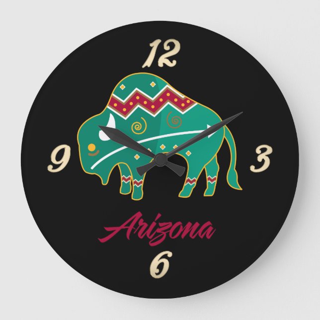 Reloj de pared de tótem de búfalo de Arizona (Anverso)