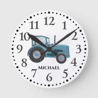 Reloj de pared de tracción de color azul vintage