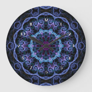 Reloj de pared de trama floral azul y rosa