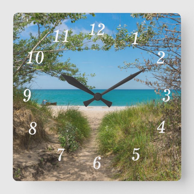 Reloj de pared de tranquilidad del lago Michigan (Anverso)