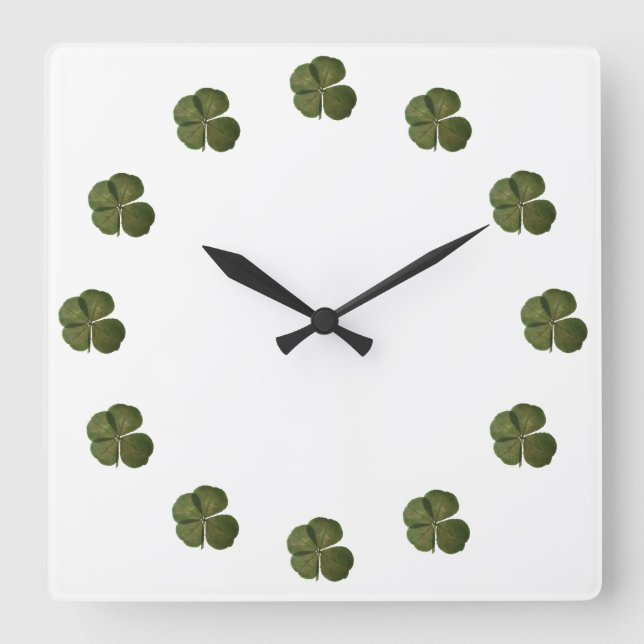 Reloj de pared de trazo de hojas de San Patricio 4 (Anverso)