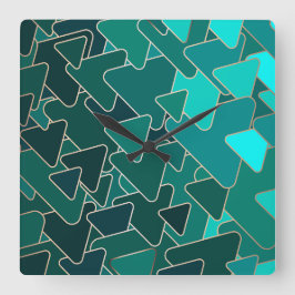 Reloj de pared de triángulo geométrico Verde azula