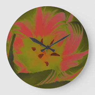 Reloj de pared de tulipán rojo gótico oscuro