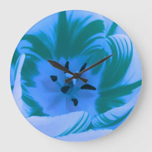 Reloj de pared de tulipanes azul hermoso