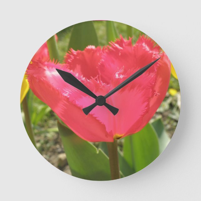 Reloj de pared de tulipanes con bordes (Anverso)