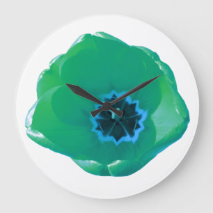 Reloj de pared de tulipanes verde y azul