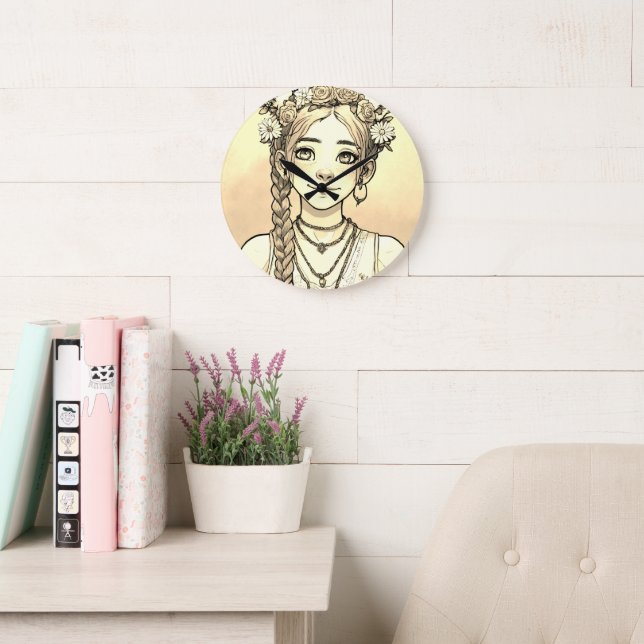 Reloj de pared de una joven mujer (Sala de lectura)