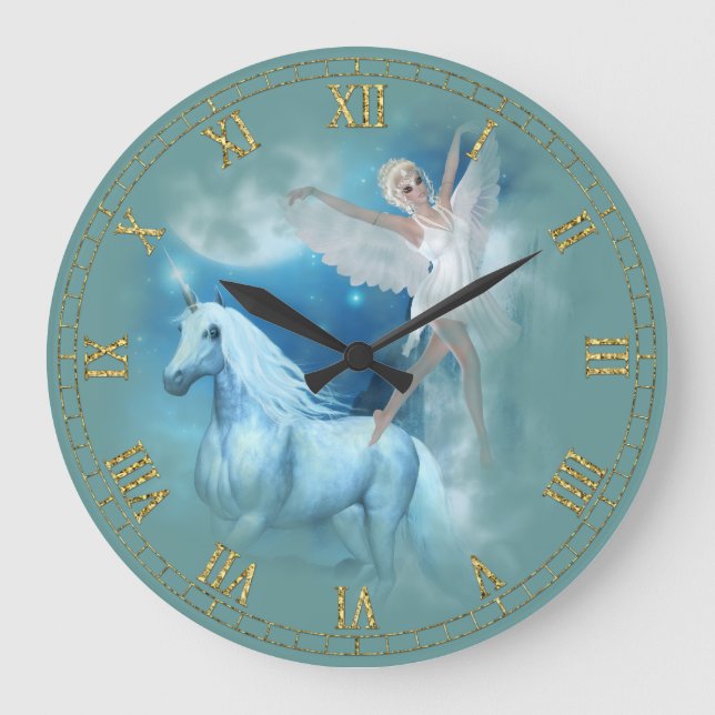 Reloj de pared de Unicorn y Angel Vignette (Anverso)